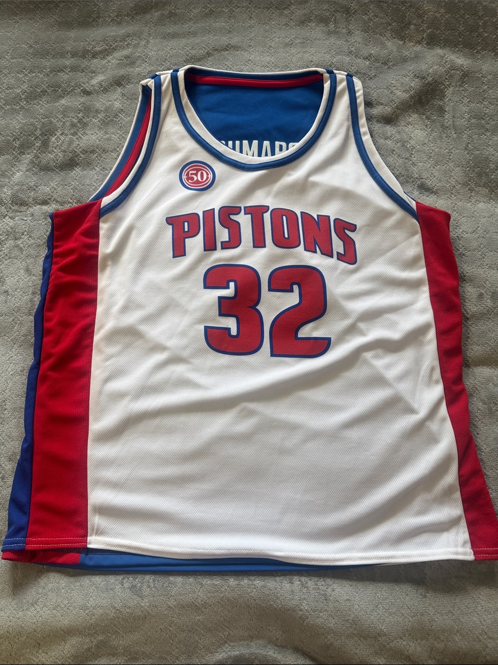 Detroit Pistons #32 White-Red  (REVERSIBLE) Detroit Piston Blue-Red Jersey